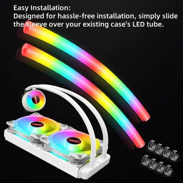 Alt view image 3 of 6 - ARGB LED Tube Sleeve, 5V 3Pin RGB LED, 360° Panoramic Soft Light Water Cooling Tube with Programmable 16.8 Million Colors for PC Water Cooling System - 34.5cm