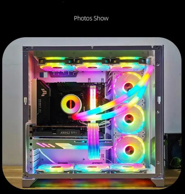 Alt view image 6 of 6 - ARGB LED Tube Sleeve, 5V 3Pin RGB LED, 360° Panoramic Soft Light Water Cooling Tube with Programmable 16.8 Million Colors for PC Water Cooling System - 34.5cm