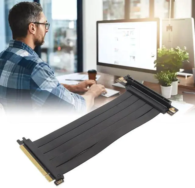 Alt view image 3 of 7 - Brilluxa PCIe 4.0 X16 GPU Riser Cable, High Speed Flexible Extender Card, 90 Degree Adapter, Compatible with RTX 4090 (20cm)