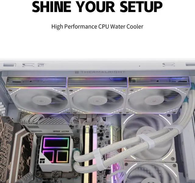 Alt view image 5 of 7 - Thermalrlght Frozen Infinity 360 White CPU Aio Cooler,TL-M12W*3 PWM Fans,Computer CPU Water Cooler,ARGB Infinity Mirror,360 CPU Liquid Cooling:LGA1851/1700/1150/1151/1200/2011,PC Water Cooling