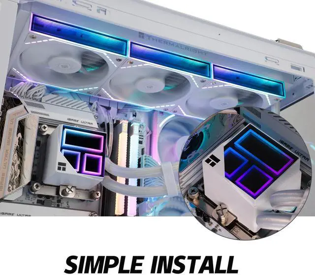 Alt view image 7 of 7 - Thermalrlght Frozen Infinity 360 White CPU Aio Cooler,TL-M12W*3 PWM Fans,Computer CPU Water Cooler,ARGB Infinity Mirror,360 CPU Liquid Cooling:LGA1851/1700/1150/1151/1200/2011,PC Water Cooling