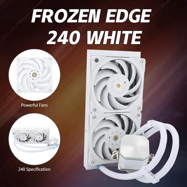 Alt view image 3 of 7 - Thermalrlght Frozen Edge 240 White CPU Liquid Cooler,Efficient PWM Controlled Pump 3300RPM,12CM PWM Fan,Water Cooling Computer Parts,for AMD AM4/AM5,Intel 1150/1151/1200/2011/1700,Computer AIO Cooler