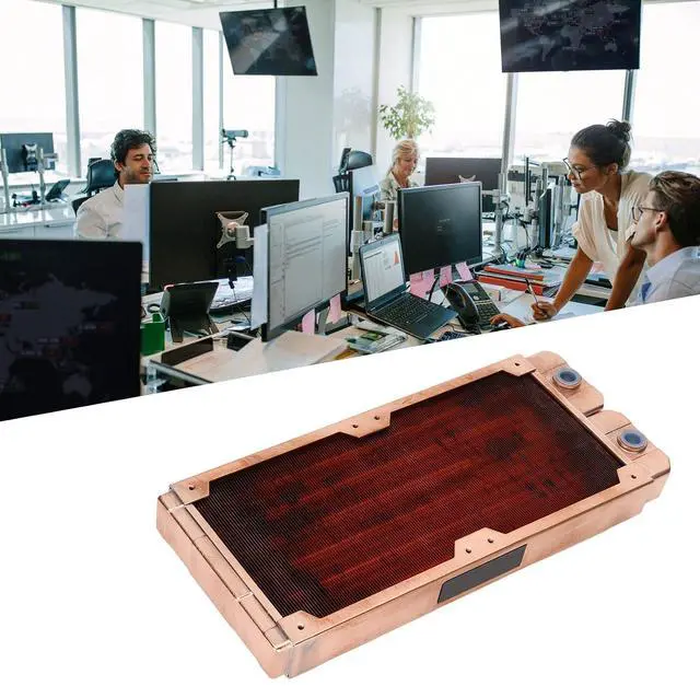 Alt view image 7 of 7 - Gearwell Water Cooling Radiator, All Copper PC Liquid Cooling Heat Exchanger with G1/4 Thread and 7mm Round Tube, Computer CPU Water Cooler Heatsink for PC Water Cooling System