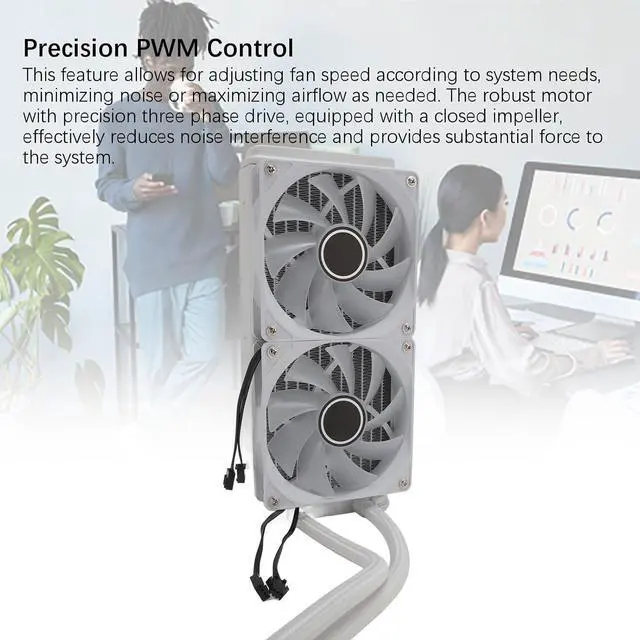 Alt view image 5 of 7 - 240mm CPU Liquid Cooler,ARGB Sync Adjustable CPU Water Cooler,CPU Cooler with High Performance Dual 120mm PWM Fan for LGA2066 2011 1151 1150 1155 1156 1200 1700 12V (White)