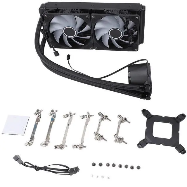 Alt view image 6 of 7 - ARGB CPU Liquid Cooler, All in One CPU Water Cooler with Dual 120mm ARGB PWM Fans Efficient PWM Controlled Pump, 240mmRadiator for 115X 1200 1700, AMDAM4 AM5