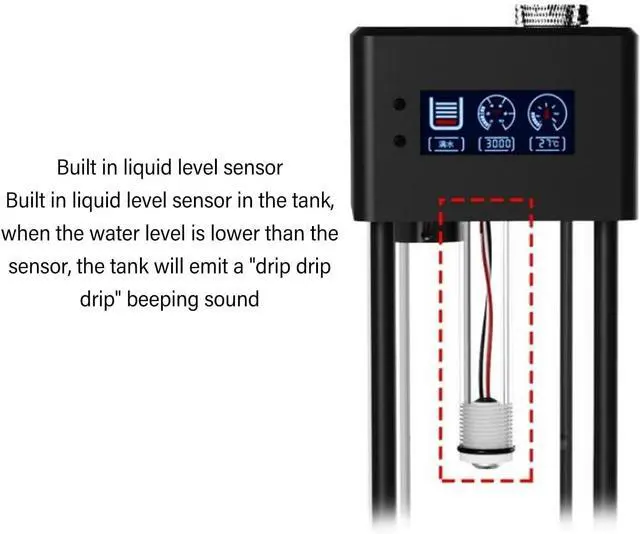 Alt view image 4 of 7 - Water Cooler Pump for PC, Water Cooling System with Liquid Level Sensor 216ml G1 / 4 600L / H Integrated, CPU Cooling System Cooler Pump for Computer PC