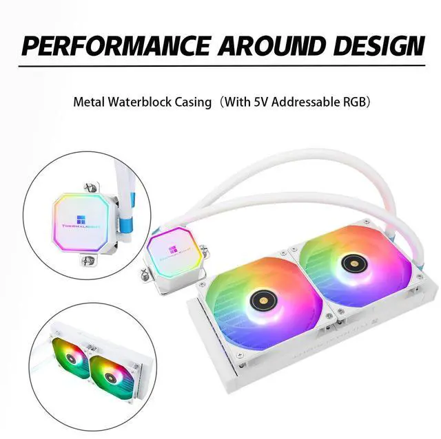 Alt view image 4 of 7 - Thermalrlght Frozen Prism 240 White ARGB AIO Water Cooler,Liquid CPU Cooler, 2×120mm PWM Fans Water Cooling System,1850RPM High Speed,Compatible with AMD/AM4/AM5 & Intel LGA115X/1200/1366/20XX/1700