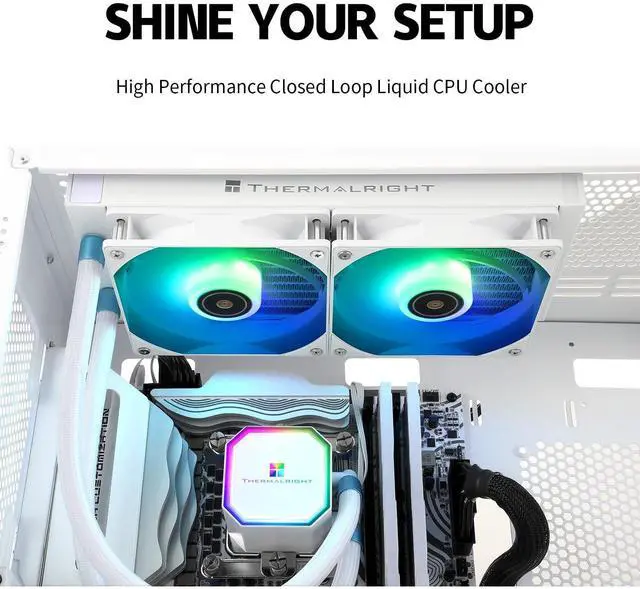 Alt view image 5 of 7 - Thermalrlght Frozen Prism 240 White ARGB AIO Water Cooler,Liquid CPU Cooler, 2×120mm PWM Fans Water Cooling System,1850RPM High Speed,Compatible with AMD/AM4/AM5 & Intel LGA115X/1200/1366/20XX/1700