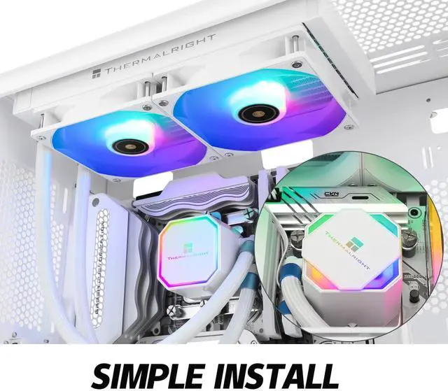 Alt view image 7 of 7 - Thermalrlght Frozen Prism 240 White ARGB AIO Water Cooler,Liquid CPU Cooler, 2×120mm PWM Fans Water Cooling System,1850RPM High Speed,Compatible with AMD/AM4/AM5 & Intel LGA115X/1200/1366/20XX/1700