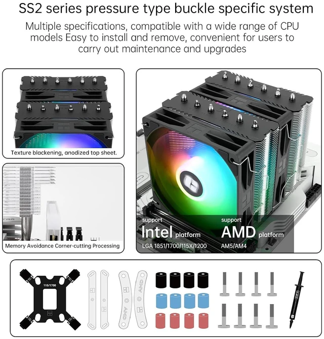 Alt view image 7 of 7 - Peerless Assassin 120 SE ARGB V2 Black CPU Cooler, 6 Heat Pipes CPU Air Cooler, Aluminium Heatsink Cover, for AMD AM4/AM5 Intel LGA 1851/1700/115X/1200