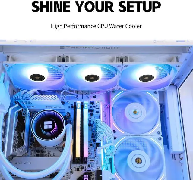 Alt view image 5 of 7 - Thermalrlght Frozen Notte 360 WHITE ARGB Water Cooling CPU Cooler, 360 White CPU Cooler Specifications, Double PWM Fans, S-FDB V2 Bearings, Suitable For AMD/AM4 AM5, Intel LGA 1700/1150/1151/1200/2011