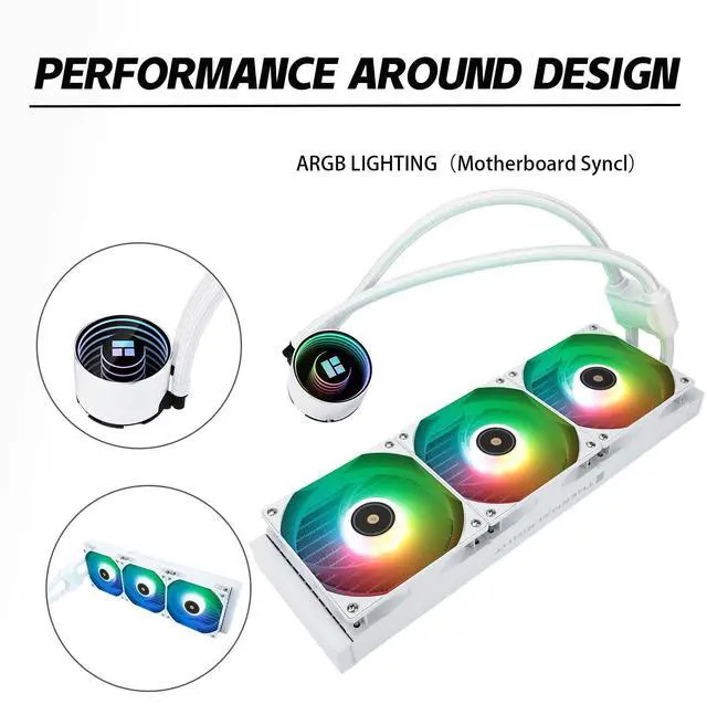 Alt view image 4 of 7 - Thermalrlght Frozen Notte 360 WHITE ARGB Water Cooling CPU Cooler, 360 White CPU Cooler Specifications, Double PWM Fans, S-FDB V2 Bearings, Suitable For AMD/AM4 AM5, Intel LGA 1700/1150/1151/1200/2011
