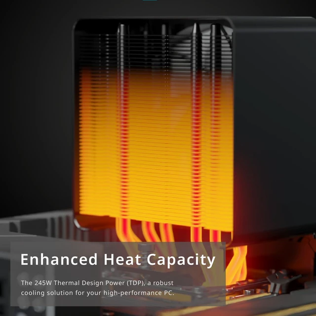 Alt view image 3 of 7 - APNX AP1-V Black Tower ARGB CPU Air Cooler, 5 Heat Pipes, Aluminum Frame, PWM Hydro Bearing Fan, High Air Flow, 165mm (H), Intel LGA 1700/1200, AMD Ryzen AM5/AM4