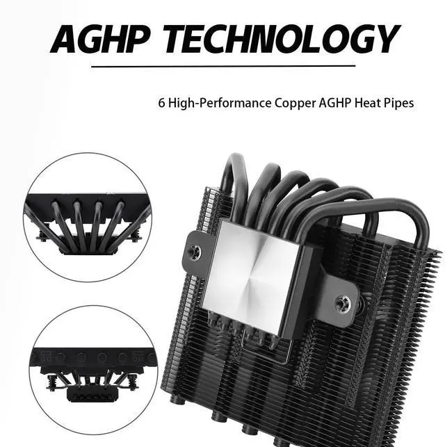 Alt view image 4 of 7 - Thermalrlght AXP120-X67 Black ARGB Low Profile CPU Air Cooler with Quite 120mm TL-C12015B-S PWM Fan, 6 Heat Pipes, 67mm Height, for AMD AM4 AM5/Intel LGA 1700/1150/1151/1155/1200/2011/2066