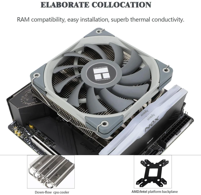 Alt view image 4 of 5 - Thermalrlght AXP120-X67 Low Profile CPU Air Cooler with Quite 120mm TL-C12015 PWM Fan, 6 Heat Pipes, 67mm Height, for AMD AM4 AM5/Intel LGA 1700/1150/1151/1155/1200/2011/2066, PC Cooler