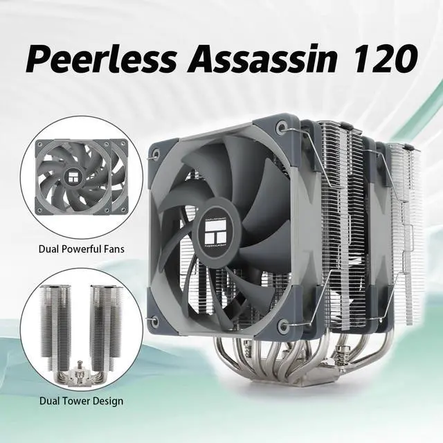 Alt view image 2 of 6 - Thermalrlght Peerless Assassin 120 CPU Air Cooler, PA120, 6 Heat Pipes CPU Cooler, Dual 120mm TL-C12 PWM Fan, Aluminium Heatsink Cover, AGHP Technology, for AMD AM4 AM5/Intel 1150/1151/1200/1700/2011