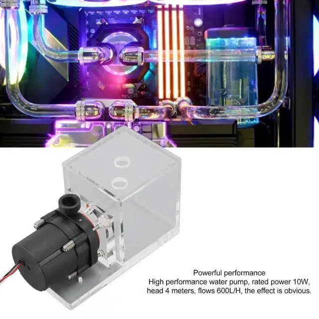 Alt view image 4 of 7 - 10W 12V PC Water Cooling Pump, G1/4 Interface, 600L/H Rate, 4M Head, 235ml Reservoir, Silent Operation for CPU Computer Liquid Cooling System