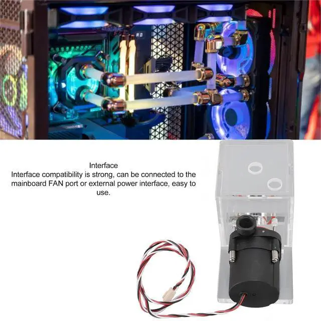 Alt view image 6 of 7 - 10W 12V PC Water Cooling Pump, G1/4 Interface, 600L/H Rate, 4M Head, 235ml Reservoir, Silent Operation for CPU Computer Liquid Cooling System