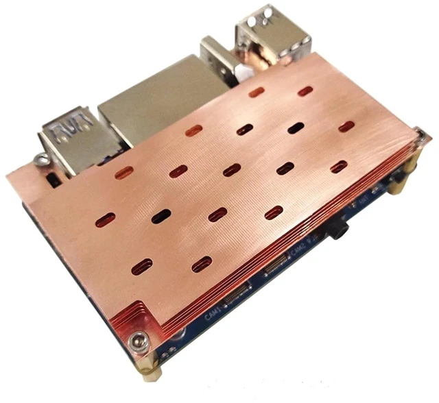 Main image of Orange Pi RV2 Copper Heatsink Protective Case Passive Cooling Radiator with Metal Shell(7 Thickness 12.2mm)