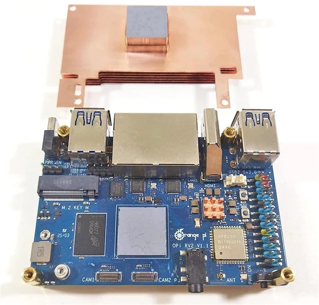 Alt view image 3 of 6 - Orange Pi RV2 Copper Heatsink Protective Case Passive Cooling Radiator with Metal Shell(7 Thickness 12.2mm)
