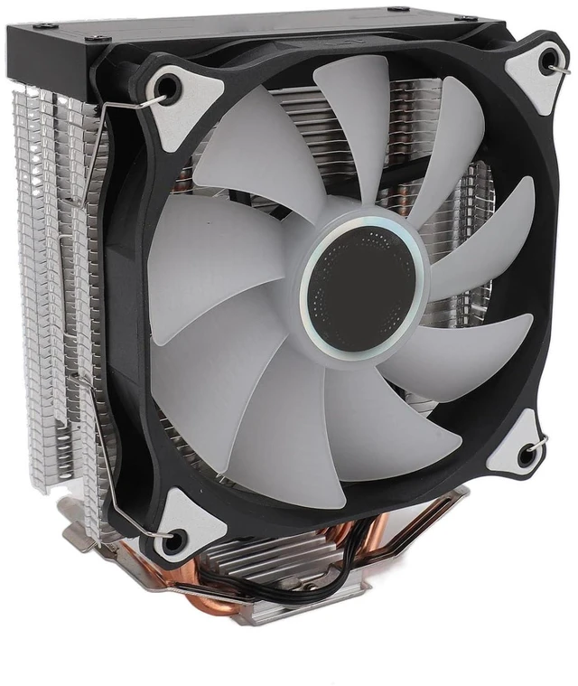 Alt view image 3 of 7 - 12CM CPU Cooler with 4 Heat Pipes, High Airflow Fan & 5 Color Lights, Easy Installation for & Systems