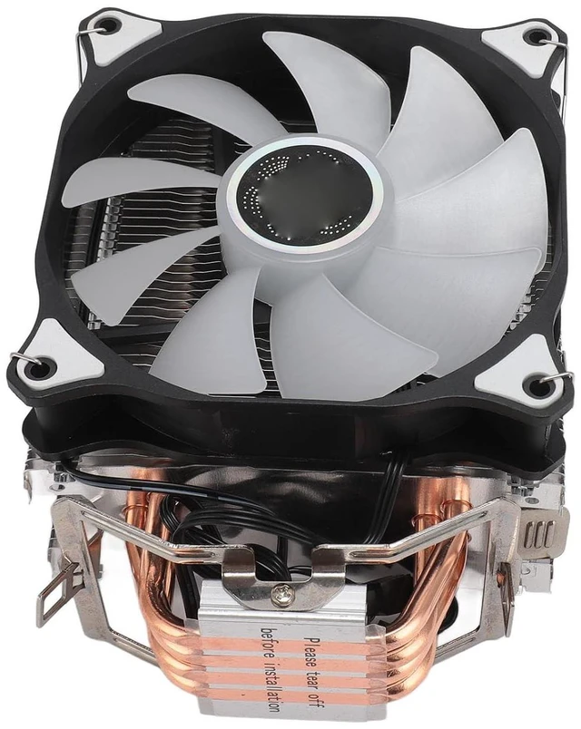 Alt view image 4 of 7 - 12CM CPU Cooler with 4 Heat Pipes, High Airflow Fan & 5 Color Lights, Easy Installation for & Systems