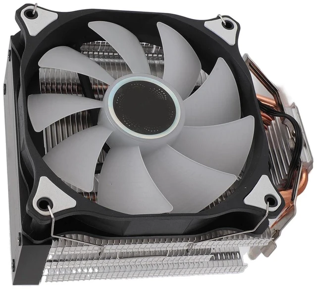 Alt view image 5 of 7 - 12CM CPU Cooler with 4 Heat Pipes, High Airflow Fan & 5 Color Lights, Easy Installation for & Systems