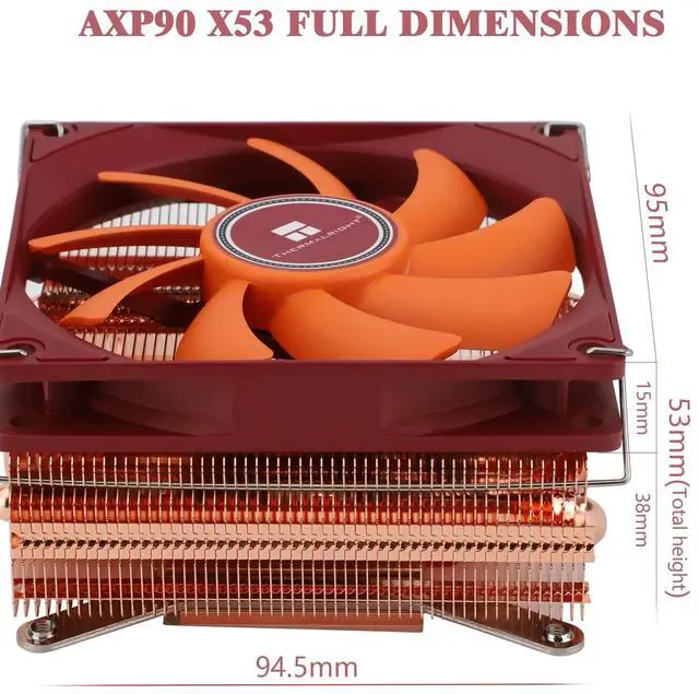 Alt view image 6 of 6 - Thermalrlght AXP90 X53 Full Low Profile ITX CPU Cooler, with 92mm Slim PWM Fan for 2700RPM High Speed ITX CPU Fan, AGHP Technology, for Intel LGA1150/1151/1200/1700 /AMD:AM4/ AM5