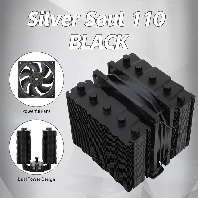 Alt view image 3 of 7 - Thermalrlght Silver Soul 110 Black CPU Air Cooler, Heatsink Cooler, 110mm Hight, 2500RPM high Speed PWM Fan, for AMD AM4 AM5/Intel 1700/1150/1151/1200/2011,PC Cooler