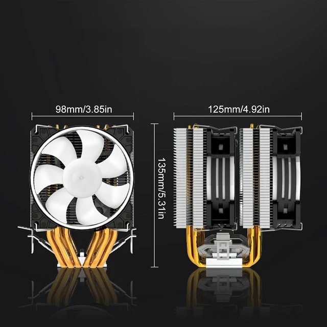 Alt view image 6 of 7 - High Efficiency CPU Air Cooler Double Tower Design 6 Copper Thermal Pipe PWM Fan Speed Control RGBS Lighting Low Noise Universal Double Tower PC Cooling