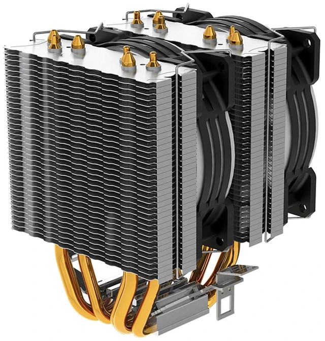 Alt view image 4 of 7 - High Efficiency CPU Air Cooler Double Tower Design 6 Copper Thermal Pipe PWM Fan Speed Control RGBS Lighting Low Noise Universal Double Tower PC Cooling