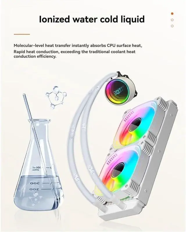 Alt view image 4 of 7 - Integrated Water-Cooled Digital Display CPU Radiator T-240MMARGB Liquid CPU Water Cooling Argb Wireless Lens Temperature Display CPU Fan with 240mm ARGB PWM Fan Computer Water Cooling B