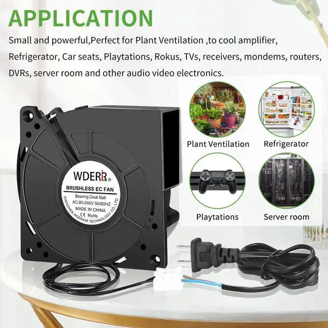 Alt view image 2 of 7 - AC EC Powered 120mm x 32mm Radial Centrifugal Blower Fan 110V 115V 120V 220V 240V for Refrigerator Receiver DVR Xbox Modem AV Cabinet Cooling