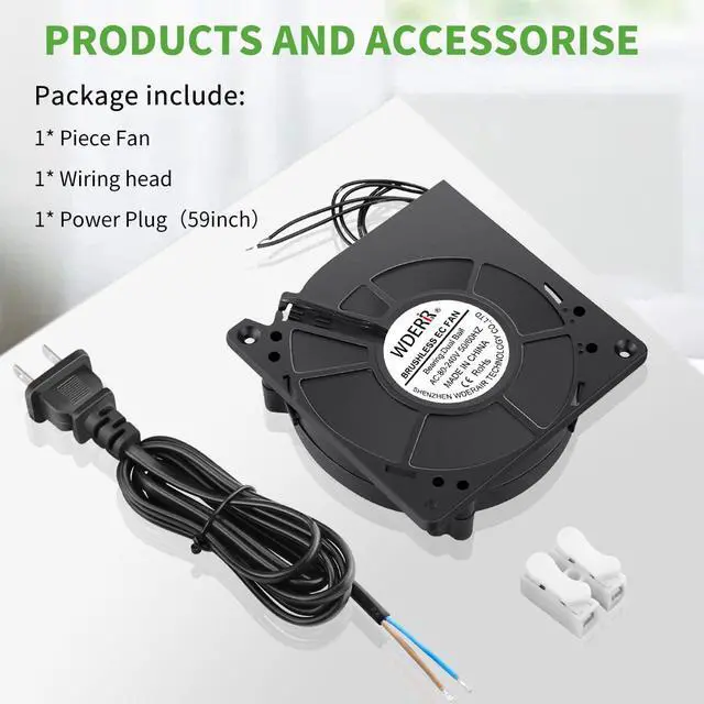 Alt view image 7 of 7 - AC EC Powered 120mm x 32mm Radial Centrifugal Blower Fan 110V 115V 120V 220V 240V for Refrigerator Receiver DVR Xbox Modem AV Cabinet Cooling