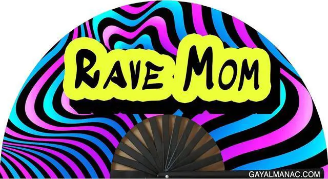 Main image of Gay Pride Large Folding Fans, Bamboo Fan 13" with UV Reactive Ink, for LGBTQ Circuit Parties and Raves (Rave Mom)