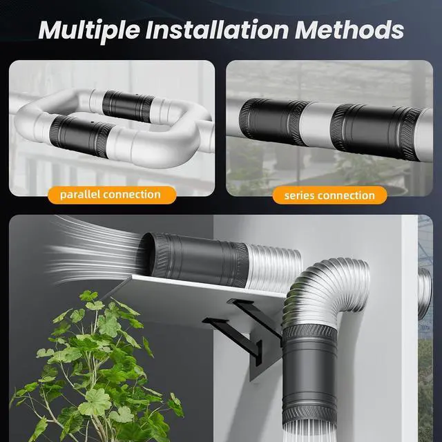 Alt view image 7 of 7 - 4 Inch Inline Fan with Remote, Upgraded 2Way 6Speed Inline Duct Fans High-Efficiency Exhaust Duct Fan DC Motor, Low Noise HVAC Ventilation in Basement Bathroom Workshop Attic