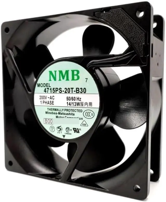 Alt view image 2 of 4 - for NMB 120mm AC 200V Axial Fan 4715PS-20T-B30, Aluminum Frame, 13/14W Power for Industrial Cooling