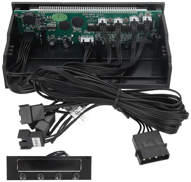 Alt view image 5 of 7 - Multifunctional Computer Fan Controller with 4 Channels, LCD Display and Temperature Sensor for Enhanced CPU Cooling Performance