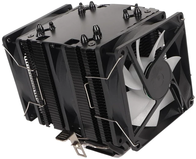 Alt view image 4 of 7 - Colorful Lighting of 9 Cm CPU Cooler Dual Tower 6 Copper Heat Tube 3 Fans for Copper DIY Enthusiasts