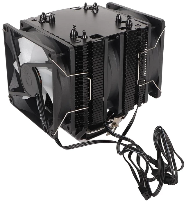Alt view image 5 of 7 - Colorful Lighting of 9 Cm CPU Cooler Dual Tower 6 Copper Heat Tube 3 Fans for Copper DIY Enthusiasts