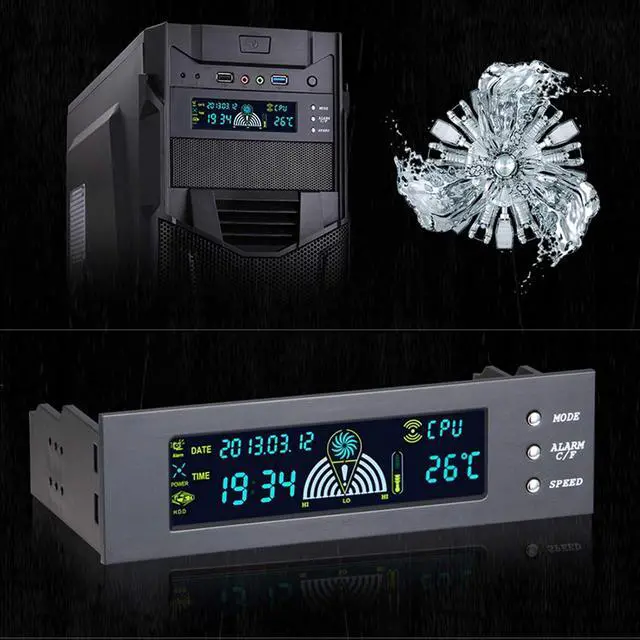 Alt view image 7 of 7 - Computer Fan Speed Controller with Temperature Control, LCD Front Panel 5.25in, Black, STW5023, High Performance
