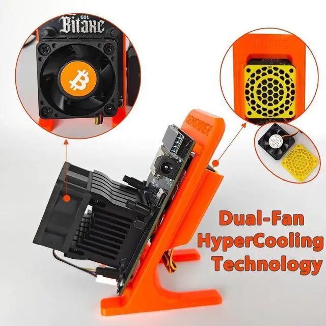 Alt view image 2 of 6 - New Bitaxe Gamma 601 Pro Dual-Fan Version 1.3TH/s 18W/TH Efficiency Twin Turbo Cooling Bitcoin Solo Miner BM1370 ASIC Chip 2.4G Web & WiFi