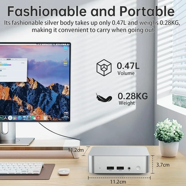 Alt view image 5 of 7 - Mini PC (4C/4T) 8GB RAM 256GB SSD Support 2T desktop computers windows/WiFi/BT/DC/RJ45 LAN 1000M/USB*4/USB-C*2 /HDMI*2 4K Dual Display 2.4G/5G WiFi & BT4.2 Mini Desktop Computer Home Office (N3700)