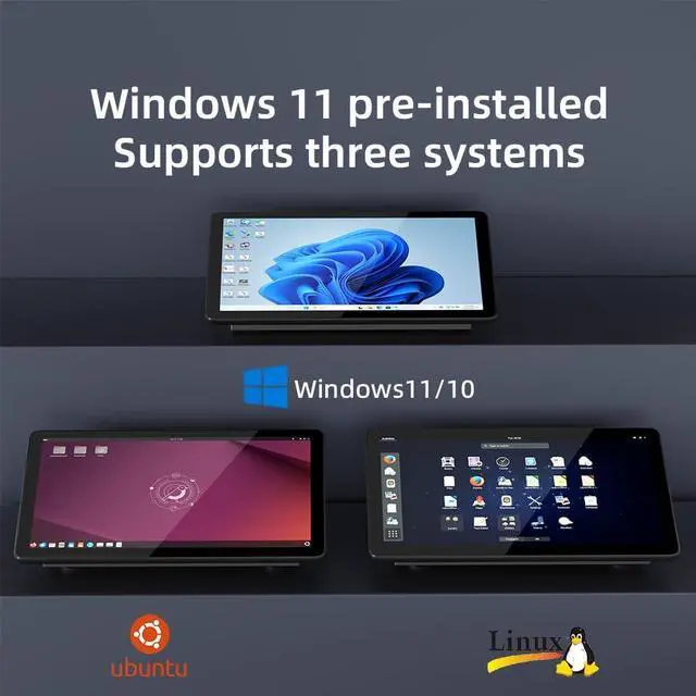 Alt view image 5 of 7 - Mini PC Computer Win11 Pro Fanless Industrial Mini Desktop Computer with 10.1" Touchscreen Display, N5095 CPU 8GB Ram, 128GB ROM, 5000mAh Battery, Dual RS232, HDMI, Type-C, BT 5.0, WOL