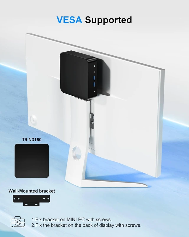 Alt view image 7 of 7 - Mini PC Intel N3150, 8GB RAM 256GB SSD, Dual HDMI 4K, WiFi 5