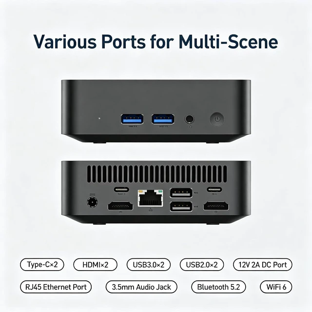 Alt view image 3 of 7 - 2026 New Mini PC Windows 11 Pro, 1TB SSD, 16GB RAM, Intel Core i3-6006U, Desktop Computer Support 4K@60Hz, WiFi 5, Bluetooth 5, Type-C, USB 3.2 Gen1, HDMI, RJ45 Ethernet, Home, Business, Office