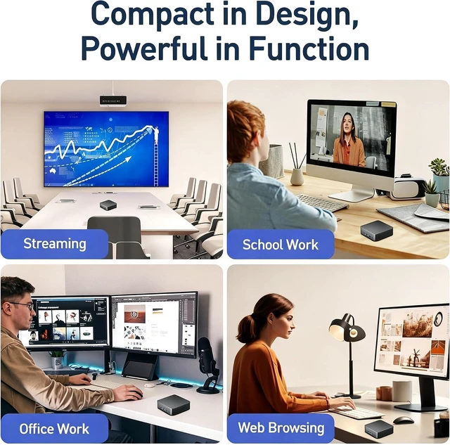 Alt view image 7 of 7 - 2026 New Mini PC Windows 11 Pro, 1TB SSD, 16GB RAM, Intel Core i3-6006U, Desktop Computer Support 4K@60Hz, WiFi 5, Bluetooth 5, Type-C, USB 3.2 Gen1, HDMI, RJ45 Ethernet, Home, Business, Office