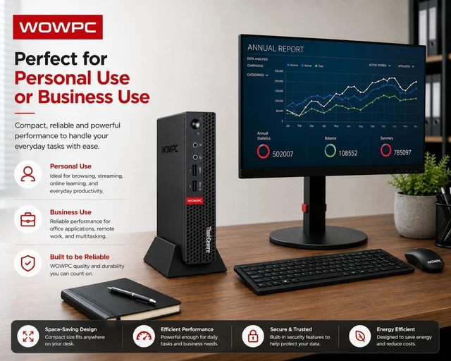 Alt view image 7 of 7 - Customized Lenovo Mini Desktop Computer for Daily Work & Productivity, AMD Processor & Graphics, 4GB DDR4 RAM, 128GB SSD, Windows 11 Pro, Wi-Fi, Bluetooth, 2X DisplayPort, w/Keyboard & Mouse