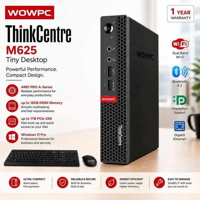 Alt view image 3 of 7 - Customized Lenovo Mini Desktop Computer for Daily Work & Productivity, AMD Processor & Graphics, 4GB DDR4 RAM, 128GB SSD, Windows 11 Pro, Wi-Fi, Bluetooth, 2X DisplayPort, w/Keyboard & Mouse