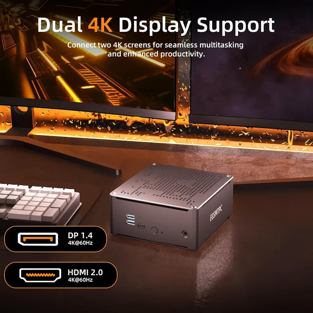 Alt view image 7 of 7 - Mini PC ComputerIntel Xeon E-2176M 16GB DDR4 RAM, 1TB PCIe SSD, Mini Computer Supports 4K Dual Screen Display/WiFi6/BT5.2/Dual Gigabit LAN/VESA